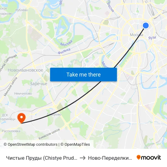 Чистые Пруды (Chistye Prudy) to Ново-Переделкино map