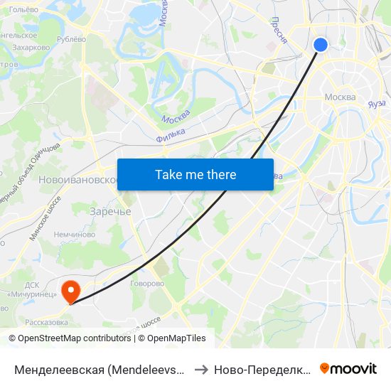 Менделеевская (Mendeleevskaya) to Ново-Переделкино map