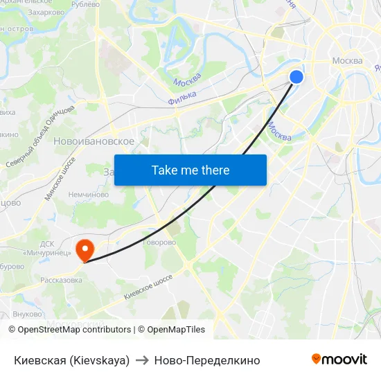 Киевская (Kievskaya) to Ново-Переделкино map