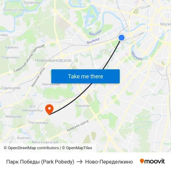 Парк Победы (Park Pobedy) to Ново-Переделкино map