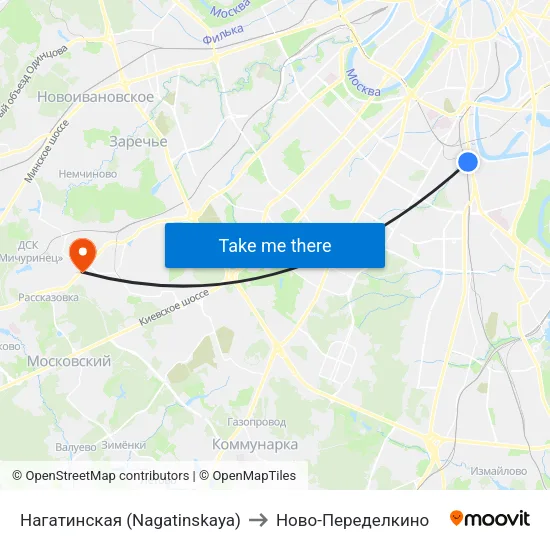 Нагатинская (Nagatinskaya) to Ново-Переделкино map