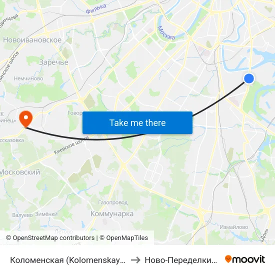 Коломенская (Kolomenskaya) to Ново-Переделкино map