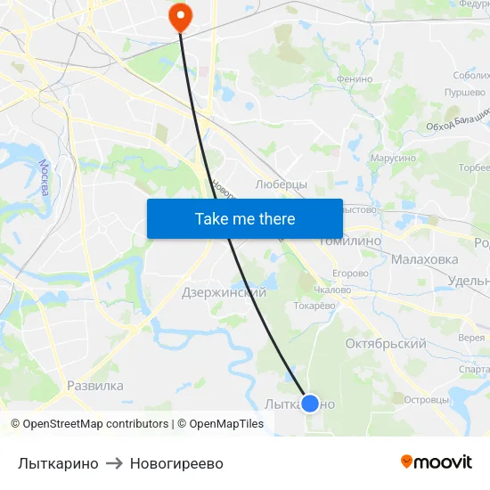 Лыткарино to Новогиреево map