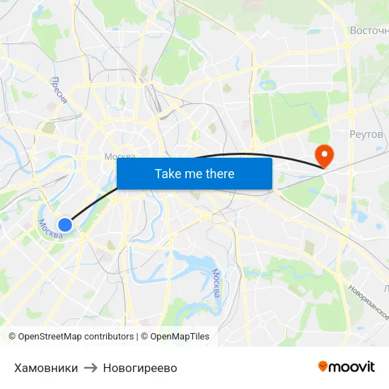 Хамовники to Новогиреево map