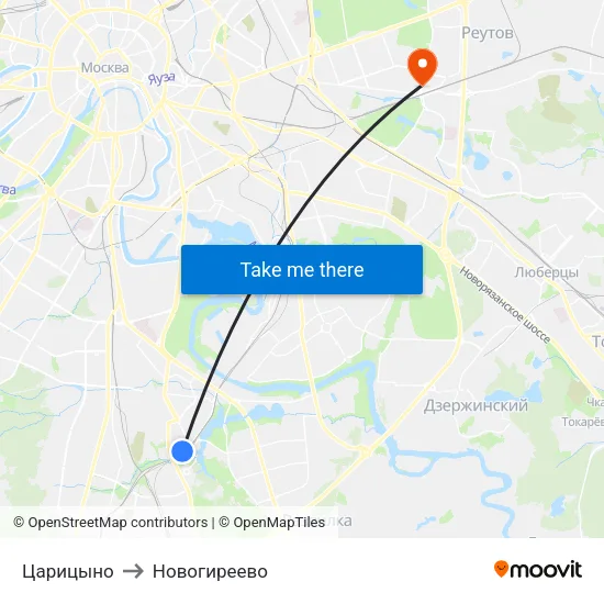 Царицыно to Новогиреево map