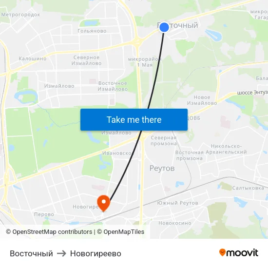 Восточный to Новогиреево map