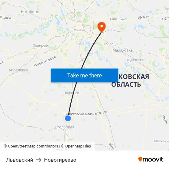 Львовский to Новогиреево map