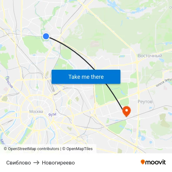Свиблово to Новогиреево map
