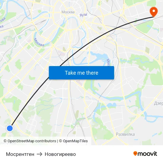 Мосрентген to Новогиреево map