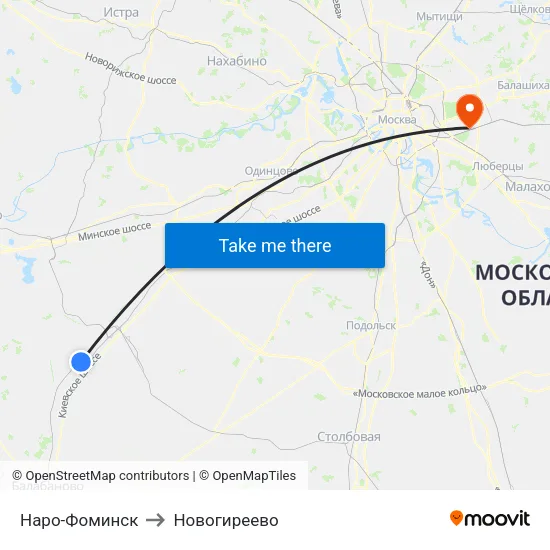 Наро-Фоминск to Новогиреево map