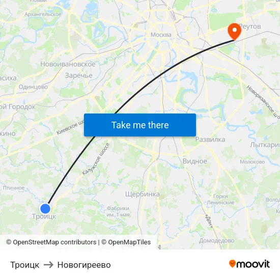 Троицк to Новогиреево map