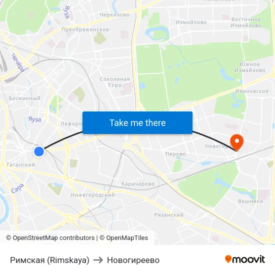 Римская (Rimskaya) to Новогиреево map