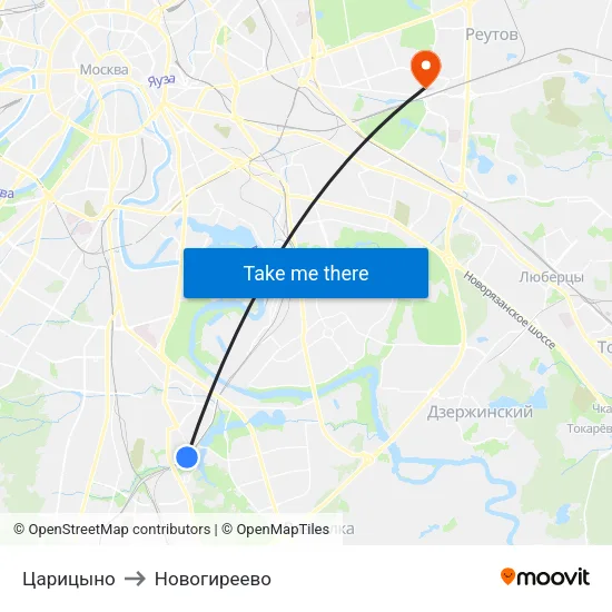 Царицыно to Новогиреево map