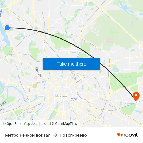 Метро Речной вокзал to Новогиреево map