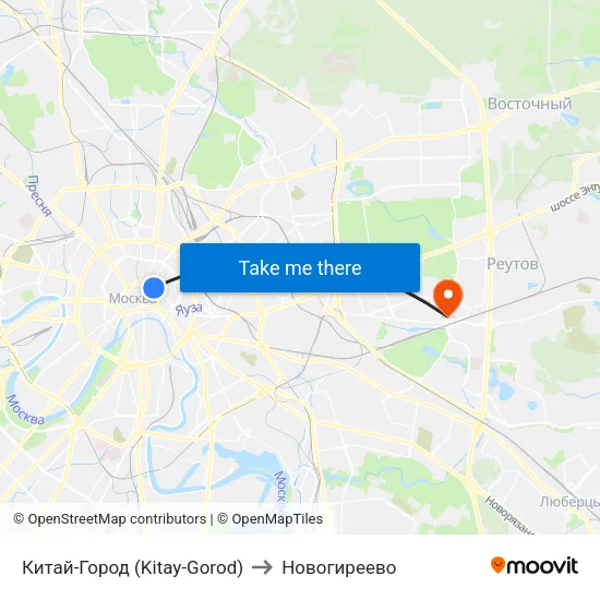 Китай-Город (Kitay-Gorod) to Новогиреево map