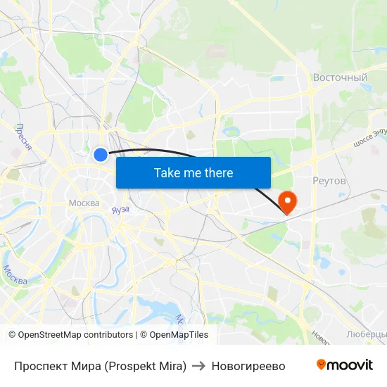 Проспект Мира (Prospekt Mira) to Новогиреево map