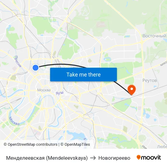 Менделеевская (Mendeleevskaya) to Новогиреево map