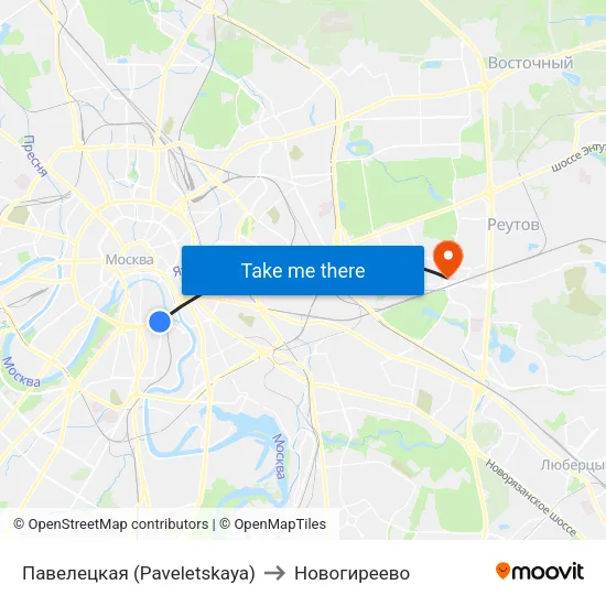 Павелецкая (Paveletskaya) to Новогиреево map