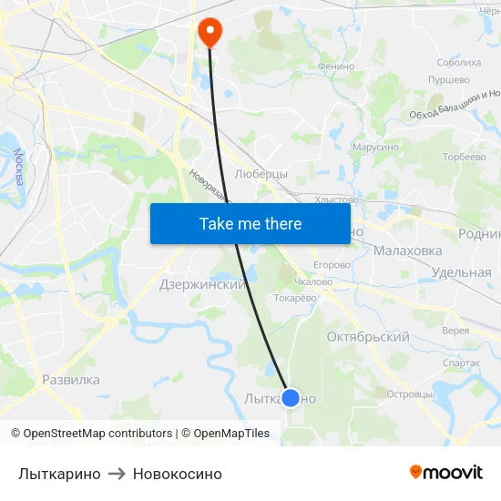 Лыткарино to Новокосино map