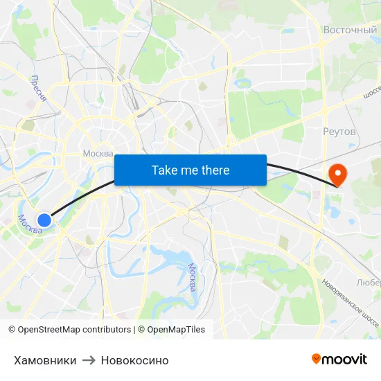 Хамовники to Новокосино map