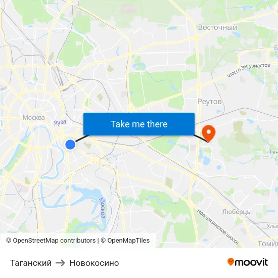 Таганский to Новокосино map