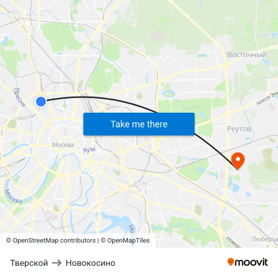 Тверской to Новокосино map