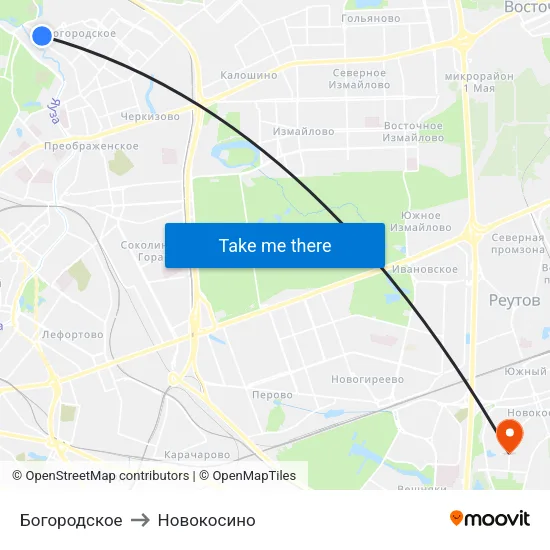 Богородское to Новокосино map