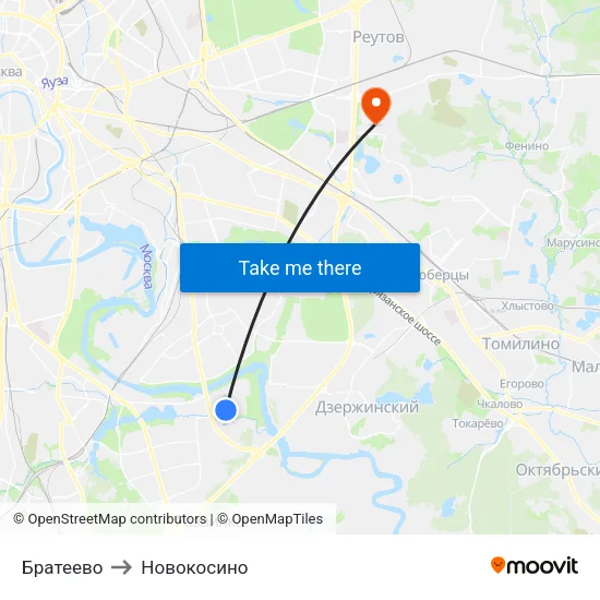 Братеево to Новокосино map