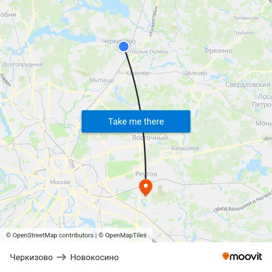 Черкизово to Новокосино map