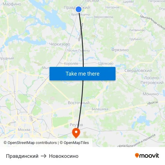 Правдинский to Новокосино map