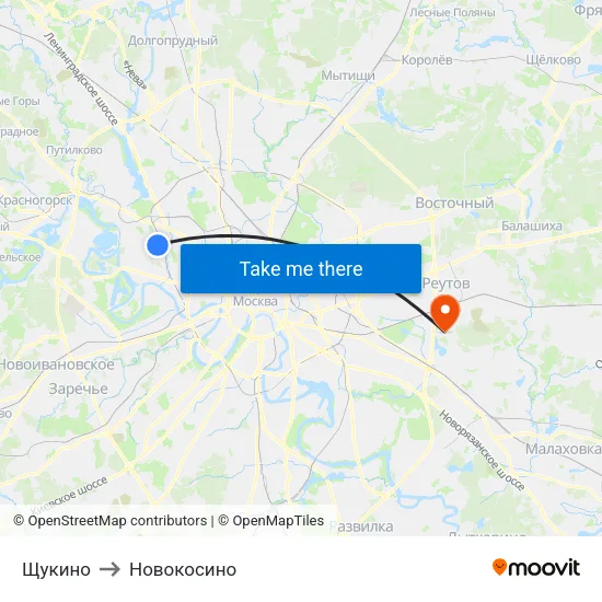 Щукино to Новокосино map
