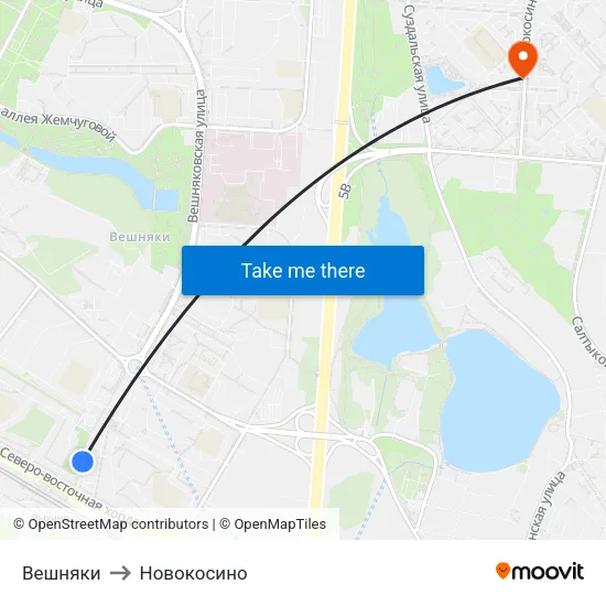 Вешняки to Новокосино map