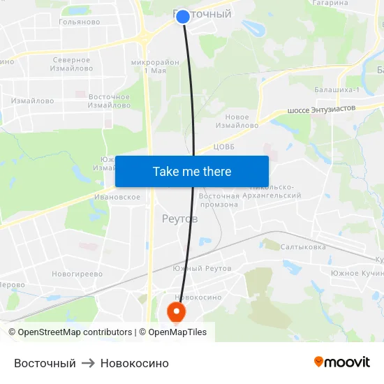 Восточный to Новокосино map