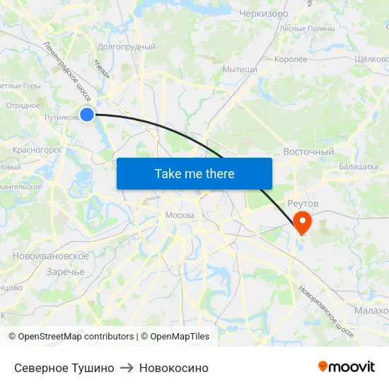 Северное Тушино to Новокосино map