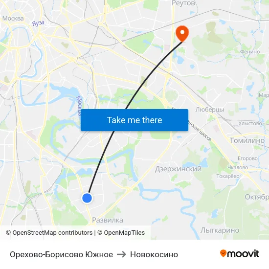 Орехово-Борисово Южное to Новокосино map