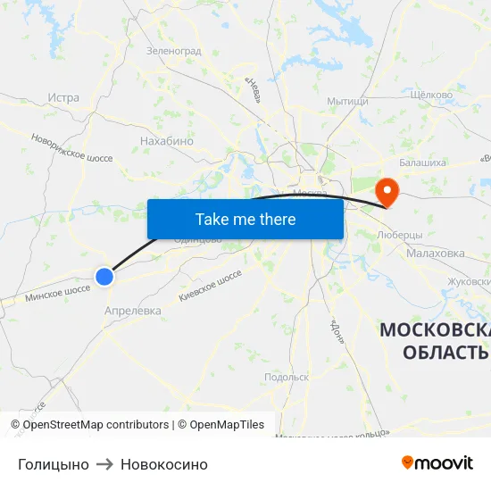 Голицыно to Новокосино map