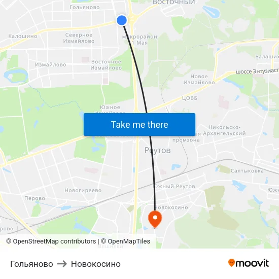 Гольяново to Новокосино map