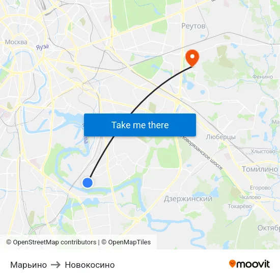 Марьино to Новокосино map