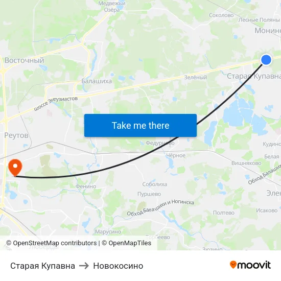 Старая Купавна to Новокосино map
