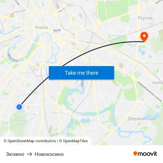 Зюзино to Новокосино map