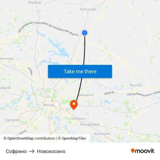 Софрино to Новокосино map