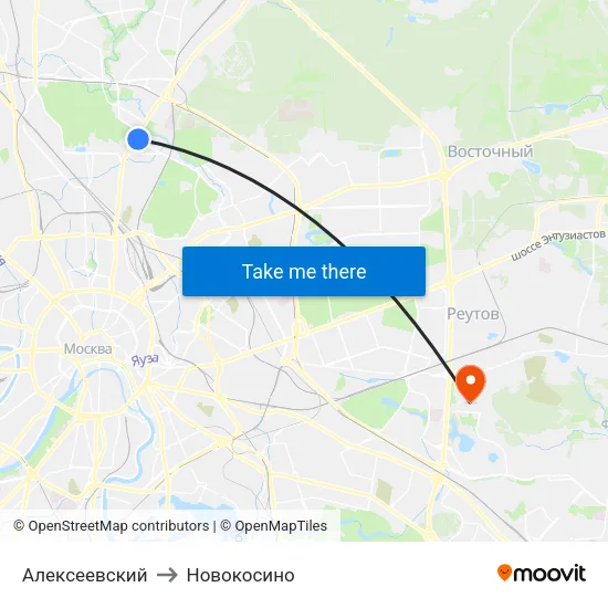 Алексеевский to Новокосино map