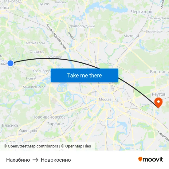 Нахабино to Новокосино map