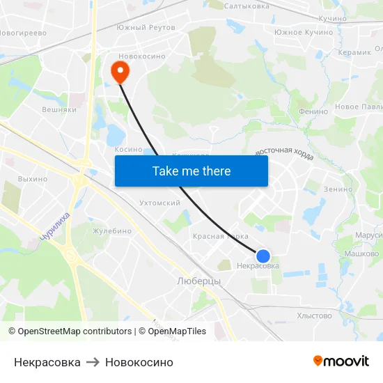 Некрасовка to Новокосино map