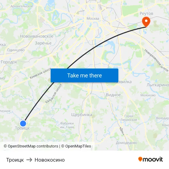 Троицк to Новокосино map
