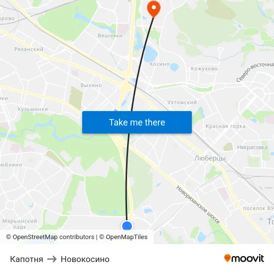 Капотня to Новокосино map