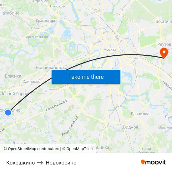 Кокошкино to Новокосино map