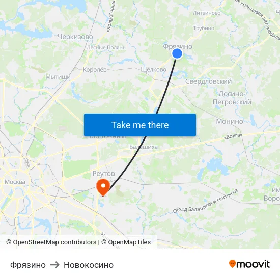Фрязино to Новокосино map