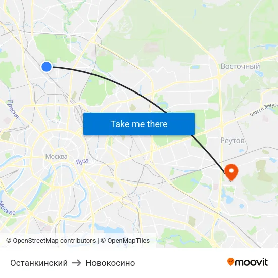 Останкинский to Новокосино map
