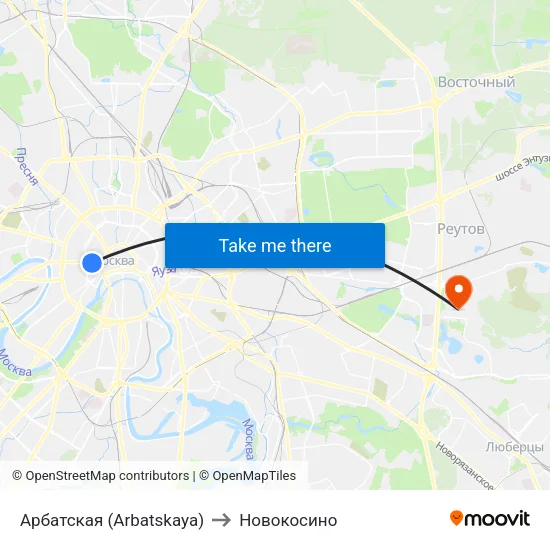 Арбатская (Arbatskaya) to Новокосино map